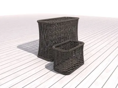 wicker rectangular basket  Free 3D model