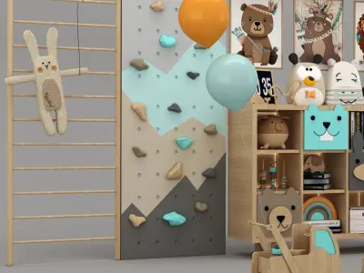 toys and furniture set Low-poly 3D model