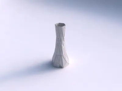 Vase squeezed hexagon with twisted random triangle plates 3D print model purchase