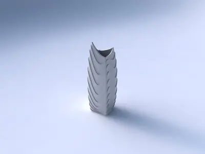 Vase double arc rectangle with horizontal wavy layers 3D print model
