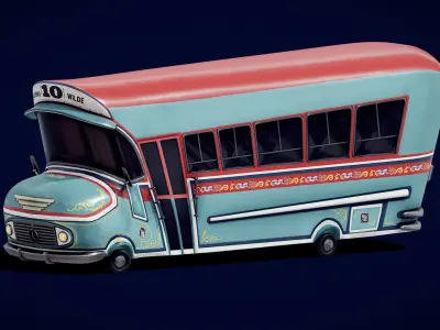 Colectivo 10 Toon Argentine Bus Low-poly 3D model
