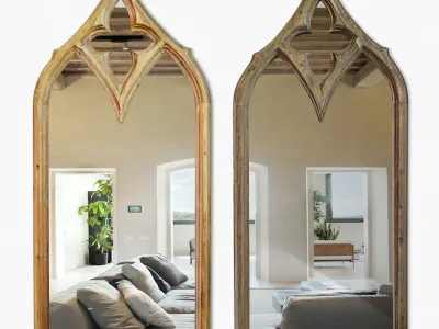 Cathedral Teak Window Mirrors 3D model