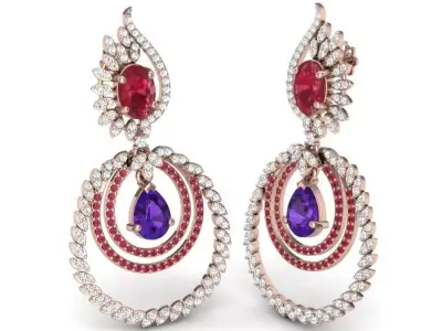 LUXURY MICROSETTING DIAMOND EARRINGS 3D print model 3D print model