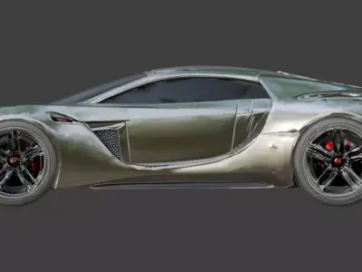 Luxury Silver Aerodynamic Car 3D Model Low-poly 3D model