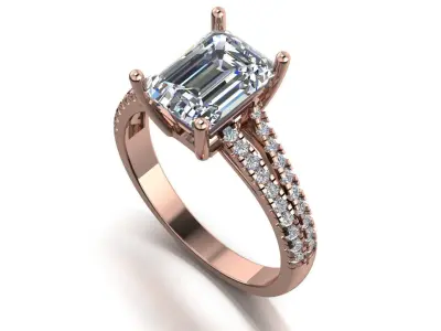 emarald engagement ring 3d model printable model 3D print model