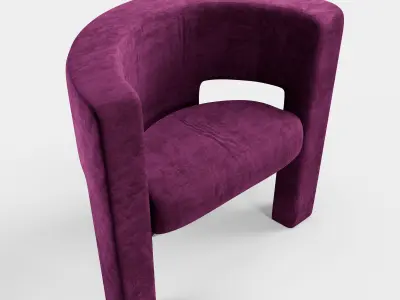 Velvet Armchair Low-poly 3D model