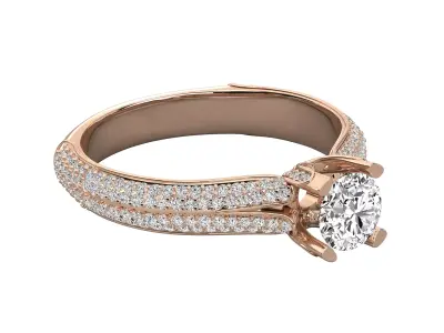 Luxury Pave Solitaire Diamond Ring CAD Design for Jewelry 3D print model