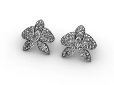 Floral Earrings with Diamonds - Brinco Floral com Diamantes  3D print model