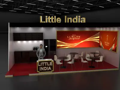 Luxury Little India 3 Side Wall 3x8 Exhibition Booth Free 3D model