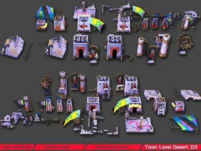 Toon Level Desert Low-poly 3D model