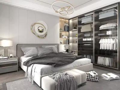 Modern Bedroom Scene 7 3D model