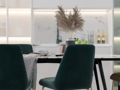 dining combination luxury table chair 3D model