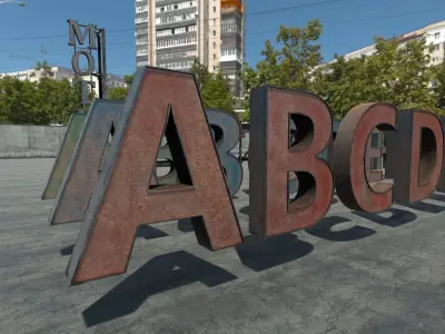 Modular Rooftop Buildings Company Logos HQ Low-poly 3D model