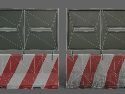 PBR Concrete Roadblock Barrier V3 Low-poly 3D model