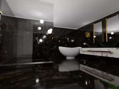 Bathroom marble Interior Scene 3D model 3D model