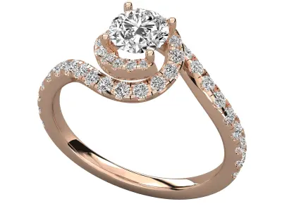 Modern Luxury bypass Swirl Halo Bridal Ring Jewelry 3D print model