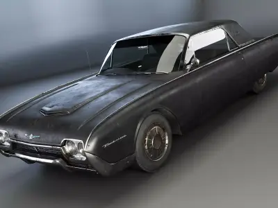 Thunderbird 1961 Convertible Hardtop Aged Low-poly 3D model