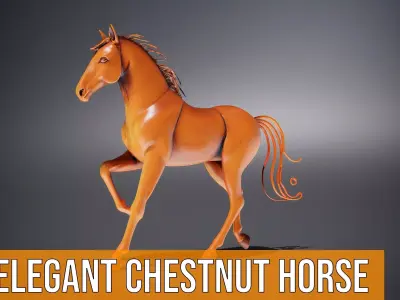 Elegant Chestnut Horse model pack Low-poly 3D model