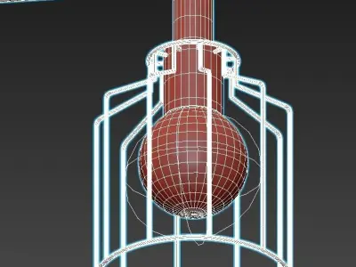 escada three light fixtures with metal cages 3D model