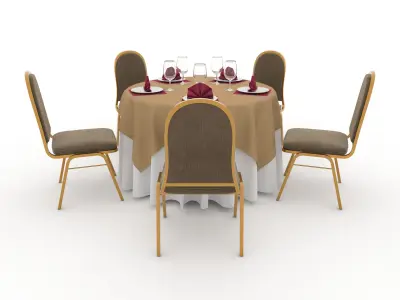 Banquet Table and Chair 15 3D model