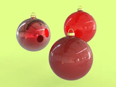 Glass christmas decoration Red baubles  Free 3D model