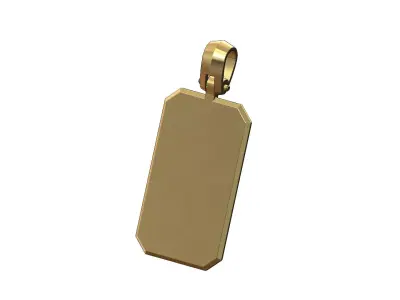 Chamfred rectangular dogtag pendant with bail 3D print model