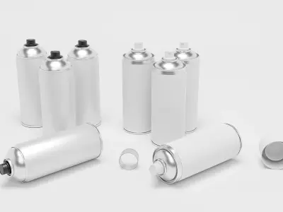 Spray colour can 3d models set Low-poly 3D model