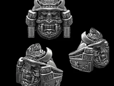  Samurai head mask ring 3d model for 3d printing 3D print model 3D print model