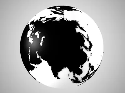 Solid Color Black White Globe 3D model