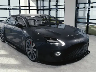 BLENDER EEVEE Brandless Small 4 door sedan Low-poly 3D model