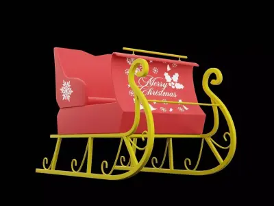 Santa Clause Sleigh Low-poly 3D model