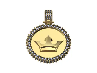 Crown Iced diamond pendant with bail 3D print model