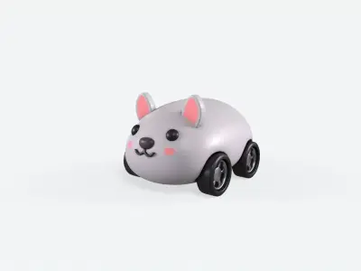 Cartoon Sheep Car Cute Low-poly 3D model
