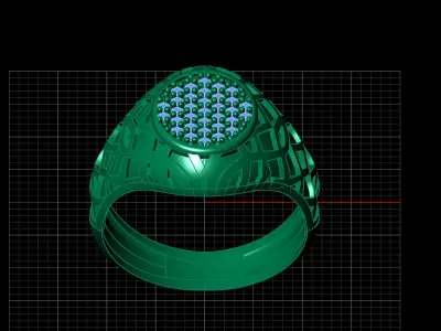 Print Ready STL 3DM  Gents Rings Diamond Men Ring  3D print model 61
