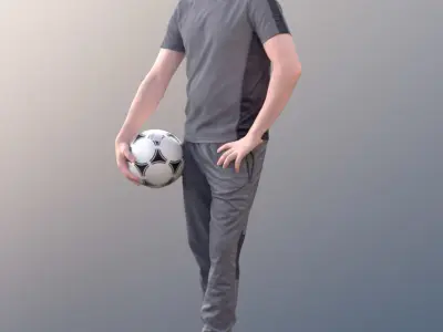 Anselmo 10230 - Atheltic Man Standing With Ball Low-poly 3D model