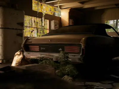 Abandoned car garage  UE5 Low-poly 3D model