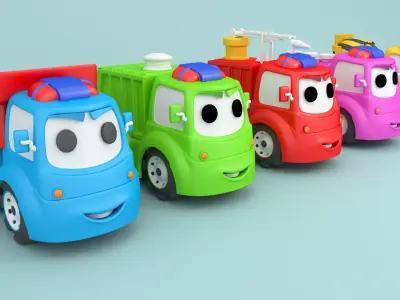 Cartoon car construction vehicles 3D model