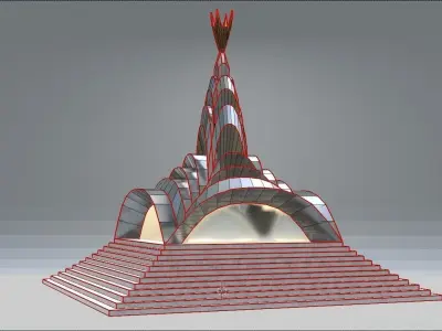 Chrome Pyramid Low-poly 3D model