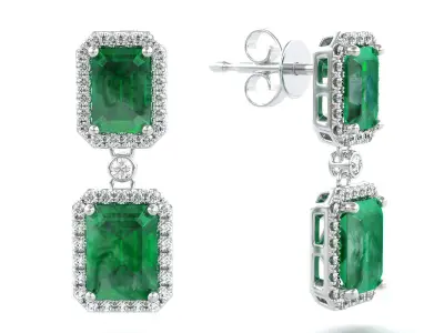 Emeralds earrings 3D print model