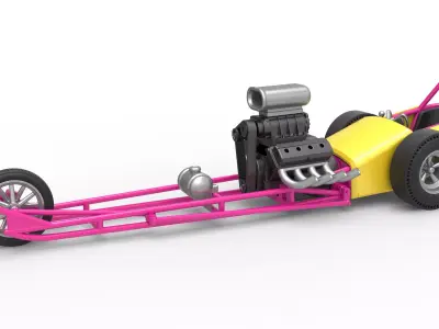 Front engine old school three wheeled dragster Scale 1 to 25 3D print model