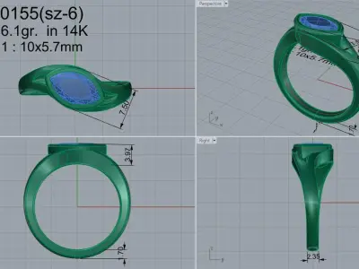 Marquise Sapphire Solitaire Ring 0155 Free 3D print model