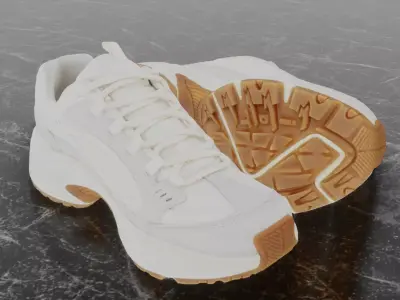 SKECHERS 3D SHOES - WHITE - BROWN Low-poly 3D model