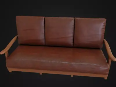 Leather Couch 01 Low-poly 3D model