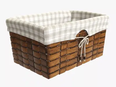 Wicker basket dark brown with fabric interior  3D model