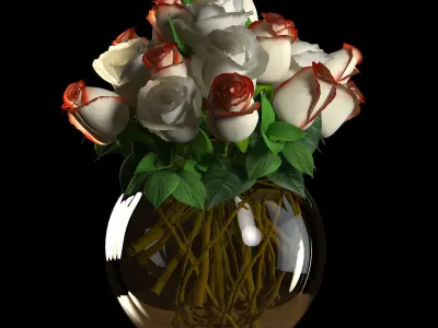 Roses in vase 3D model purchase