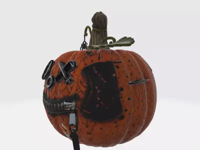Creepy Button Eyed Pumpkin Halloween Decoration Spooky 3D print model