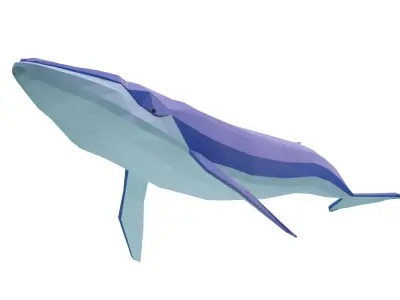 Cartoony Blue Whale Low-poly 3D model