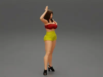 Sexy Woman Leather Skirt Bra 3D print model
