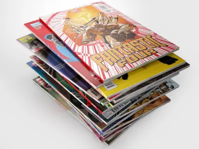 Comics collection stack of comic books 3D model