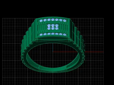 Print Ready STL 3DM  Gents Rings Diamond Men Ring  3D print model 205